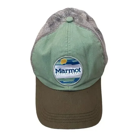 Marmot Green Gray Snap Back Baseball Hat - Picture 1 of 4